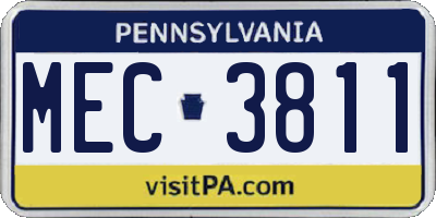 PA license plate MEC3811