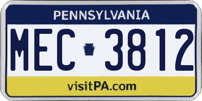 PA license plate MEC3812
