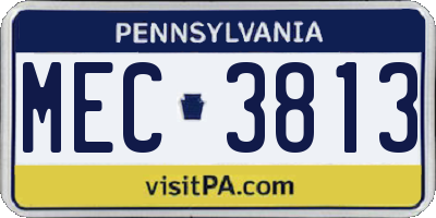 PA license plate MEC3813