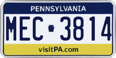PA license plate MEC3814
