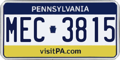 PA license plate MEC3815