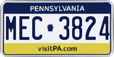 PA license plate MEC3824