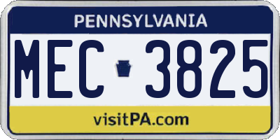PA license plate MEC3825