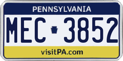 PA license plate MEC3852
