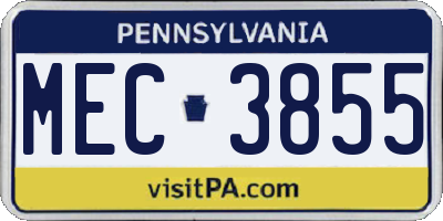 PA license plate MEC3855