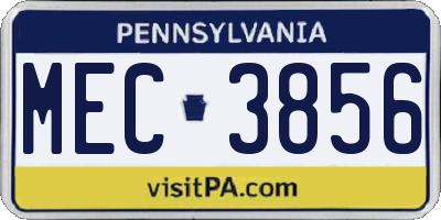 PA license plate MEC3856