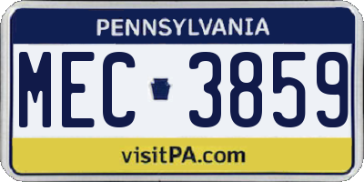 PA license plate MEC3859