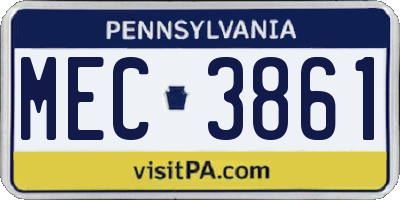 PA license plate MEC3861