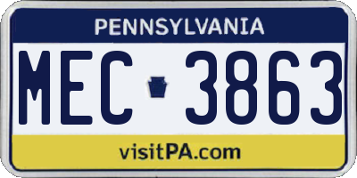 PA license plate MEC3863