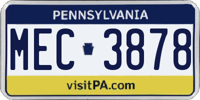 PA license plate MEC3878