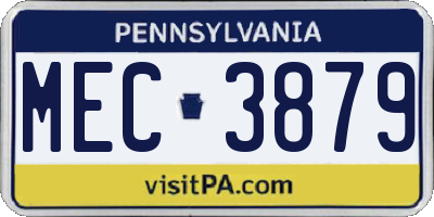 PA license plate MEC3879