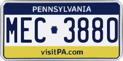 PA license plate MEC3880