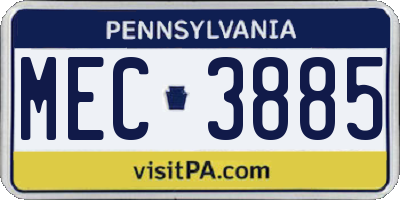 PA license plate MEC3885