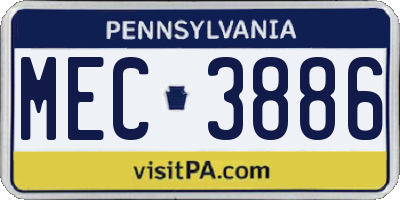 PA license plate MEC3886
