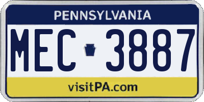 PA license plate MEC3887