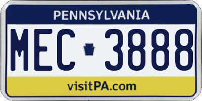PA license plate MEC3888