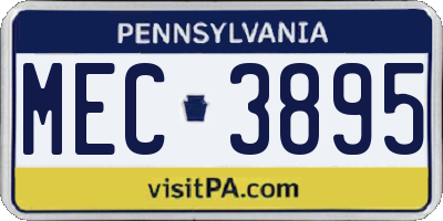 PA license plate MEC3895