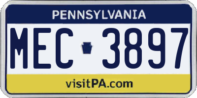 PA license plate MEC3897