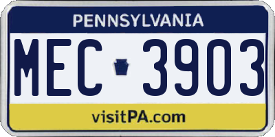 PA license plate MEC3903