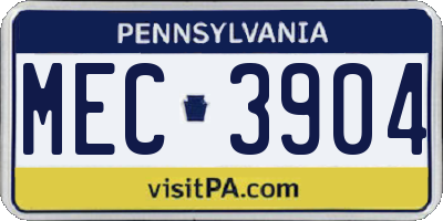 PA license plate MEC3904