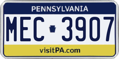 PA license plate MEC3907