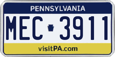 PA license plate MEC3911