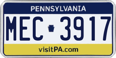 PA license plate MEC3917