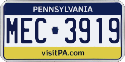 PA license plate MEC3919