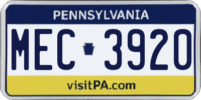 PA license plate MEC3920