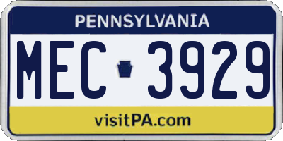 PA license plate MEC3929