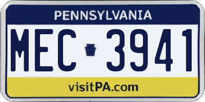 PA license plate MEC3941