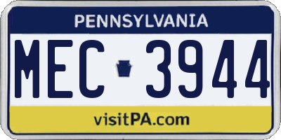 PA license plate MEC3944