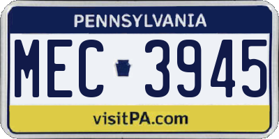 PA license plate MEC3945