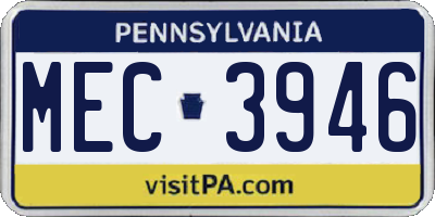 PA license plate MEC3946