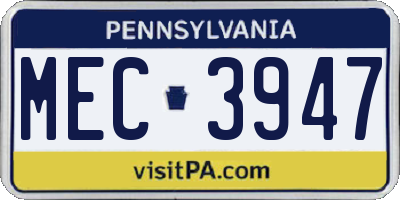 PA license plate MEC3947