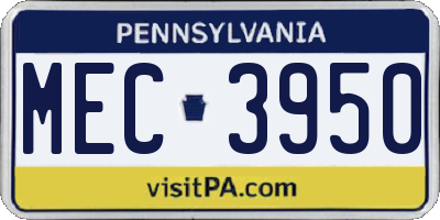 PA license plate MEC3950