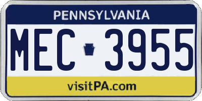 PA license plate MEC3955