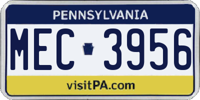 PA license plate MEC3956