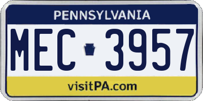 PA license plate MEC3957