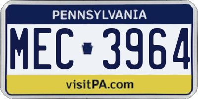 PA license plate MEC3964