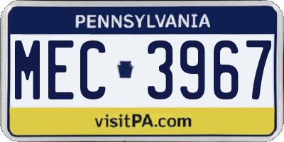 PA license plate MEC3967