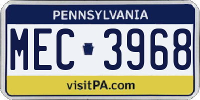 PA license plate MEC3968