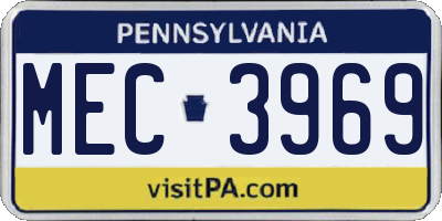 PA license plate MEC3969