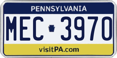 PA license plate MEC3970