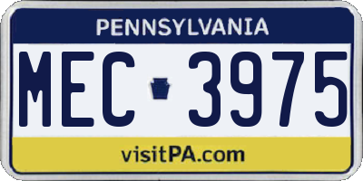 PA license plate MEC3975
