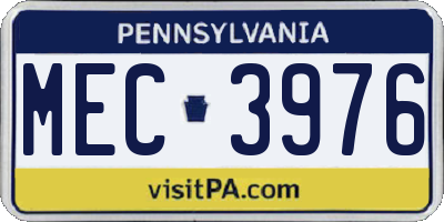 PA license plate MEC3976