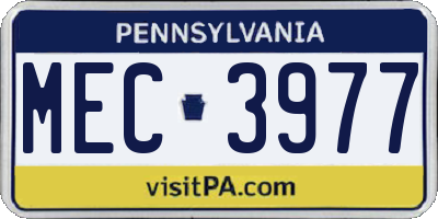 PA license plate MEC3977