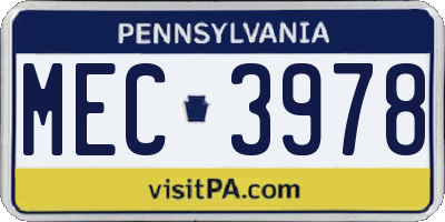 PA license plate MEC3978