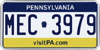 PA license plate MEC3979