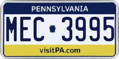PA license plate MEC3995